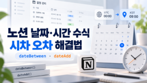 노션 수식 내 날짜/시간 처리 함수(dateBetween, dateAdd)의 시차 오차 해결법 1 노션썸네일